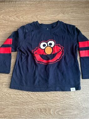 GAP Navy Long-Sleeve Tee with Red Elmo Graphic